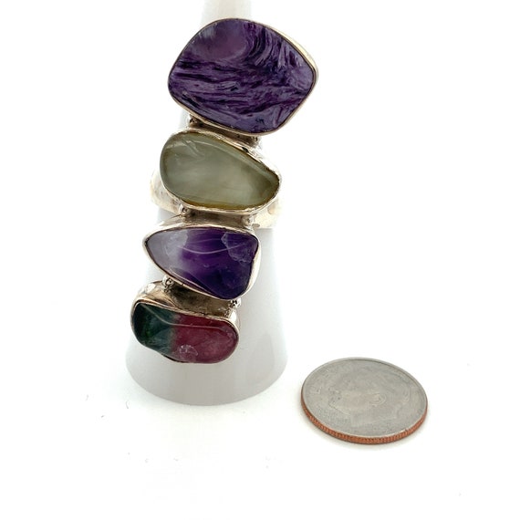 Handmade Sterling Silver Gemstone Ring: Watermelo… - image 6