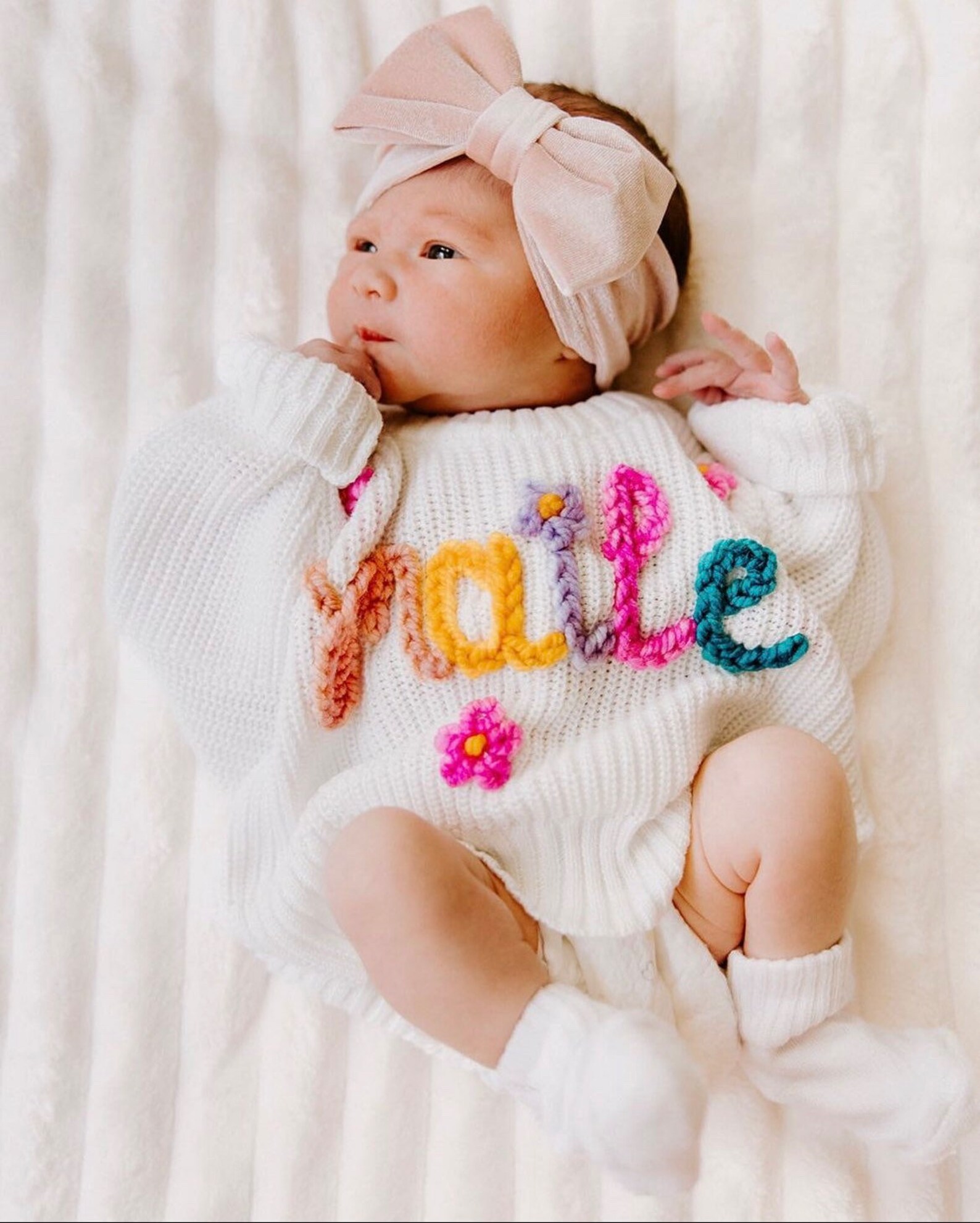Personalized Chunky Knit Hand Embroidery Baby Name Sweater / Etsy