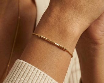 Dainty Gold Morse Code Bracelet, Morse Code jewelry, Couple Bracelet, Christmas Gifts, Morris Code Bracelet, Friendship Jewelry