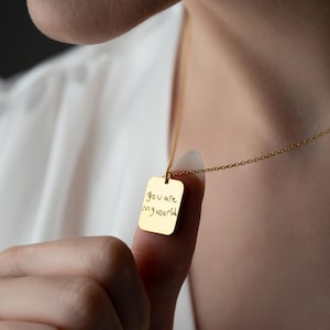 Colar personalizado com assinatura de caligrafia real, joias de caligrafia personalizadas, gravado com sua própria caligrafia real, colar de lembrança