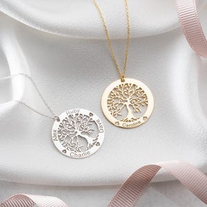 Collana personalizzata con albero genealogico della vita, ciondolo in argento personalizzato con ciondolo familiare, collana personalizzata con albero genealogico, collana unica con albero della vita