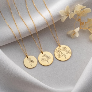 Custom Birth Month Flower Family Necklace, Combined Birth Month Flower Bouquet Necklace, Custom Flower Family Jewelry for Mothers Day Gift