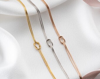 Zierliches Liebesknoten Armband, Knoten Armband mit Schlangenkette, Elegantes Freundschafts und Paar Armband, Krawatten, Geburtstagsgeschenk für Mutter