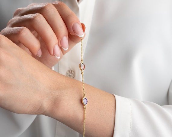 Multi Custom Birthstone Bracelet, Personalize Family Birthstone