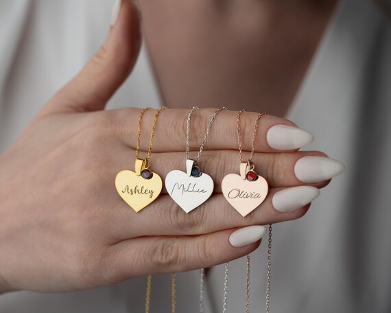 Collana personalizzata con cuore e pietra portafortuna per