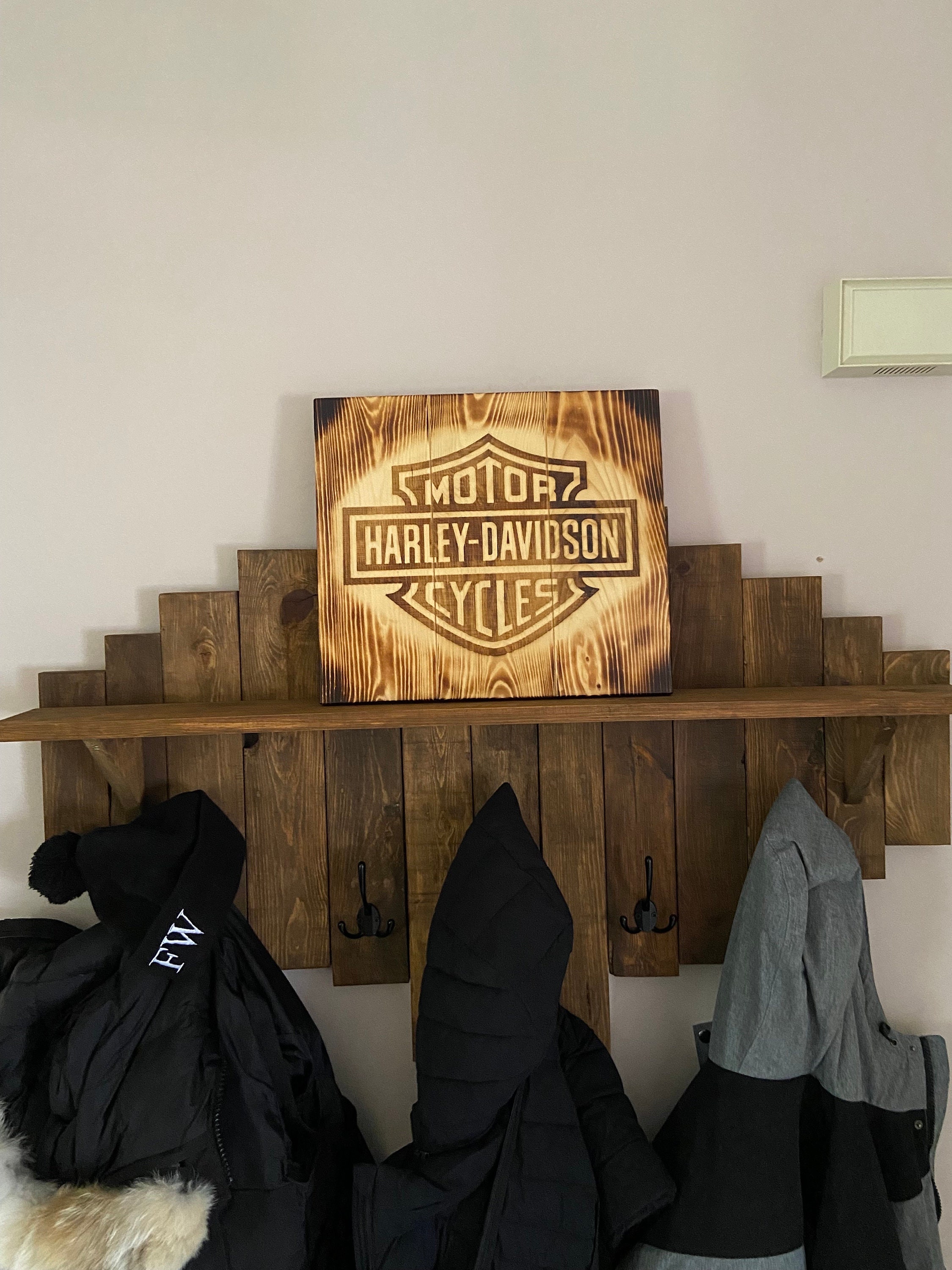 HARLEY壁掛け　木製 Harley Davidson Sign / Wall Art Decor - Wood (free Shipping