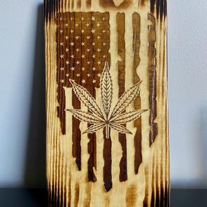 American Flag with Pot Leaf Sign (Free Shipping)