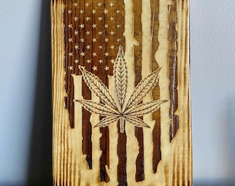 American Flag with Pot Leaf Sign (Free Shipping)