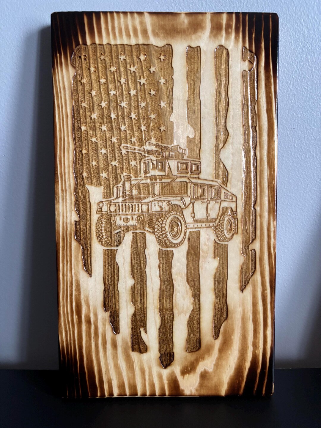 American Flag With a Military Humvee Sign - Etsy