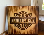 HARLEY壁掛け 木製 Harley Davidson Sign / Wall Art Decor - Wood (free Shipping