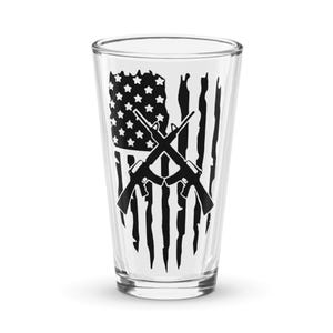 AR-15s Pint Glass with American Flag Background