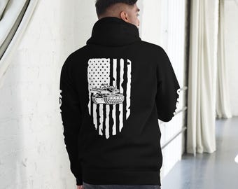 Military Tank Hoodie with American Flag