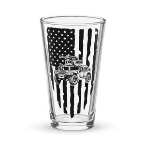 Military Humvee with American Flag Pint Glass
