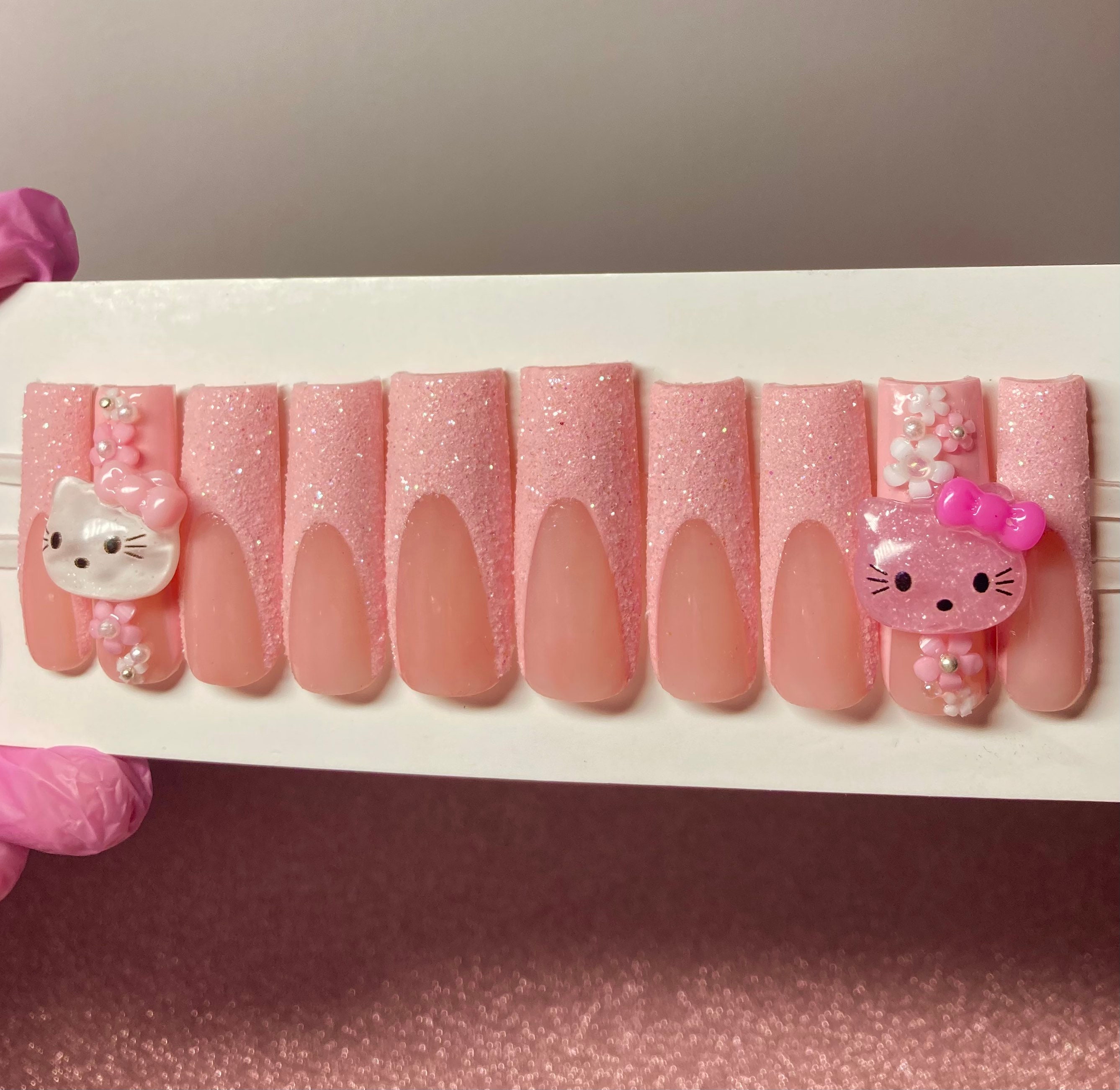 Hello Kitty Press on Nails French Tip Press on Nails Etsy