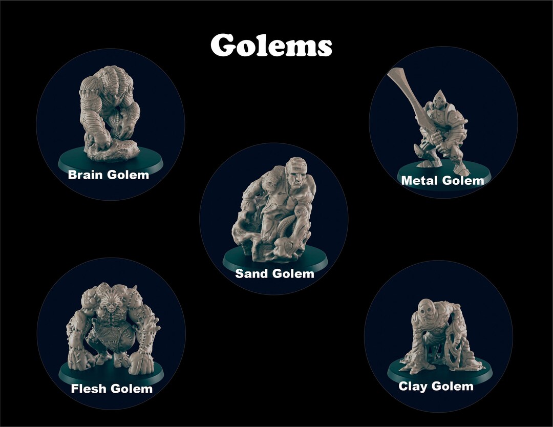 Golems Clay Golem Flesh Golem Metal Golem Sand Golem Etsy