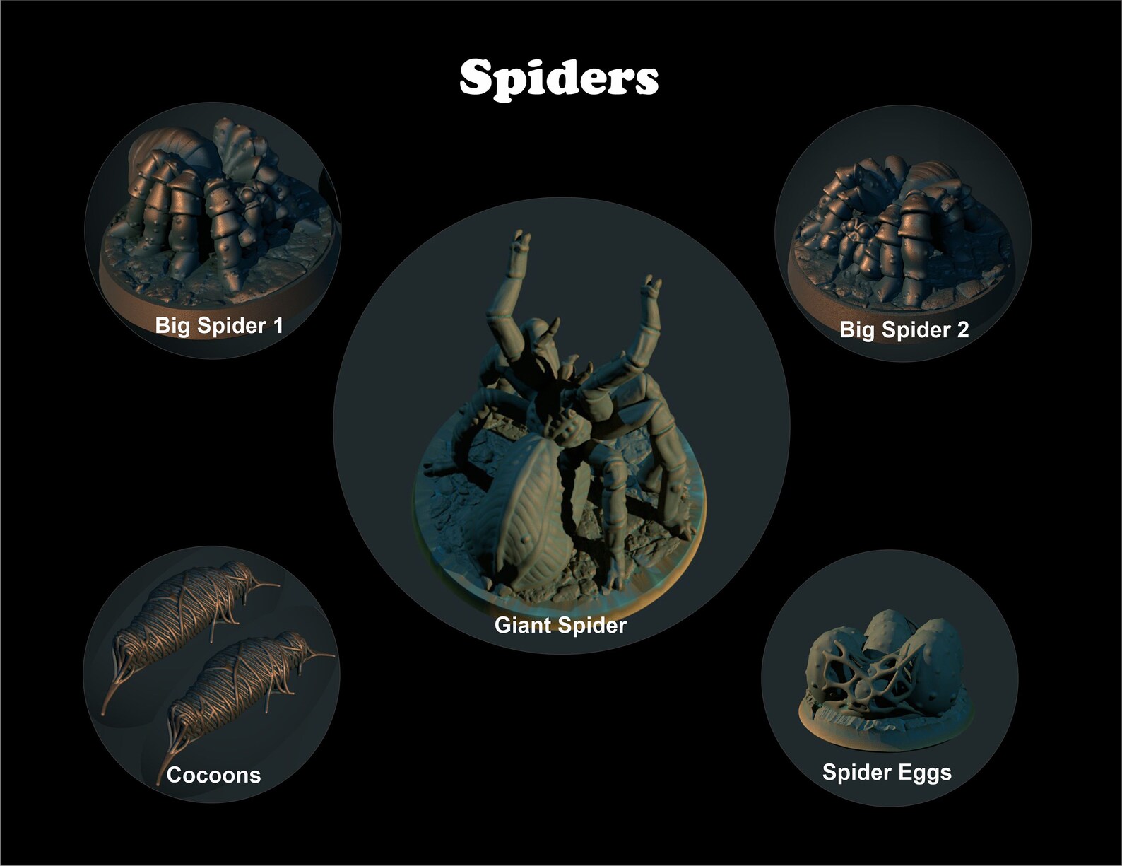 Giant Spider & Cocoons Resin Dnd Pathfinder RPG Etsy