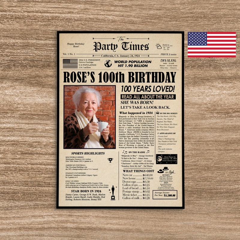 100th Birthday Newspaper - Etsy