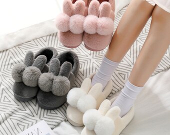 White Bunny Slippers - Etsy