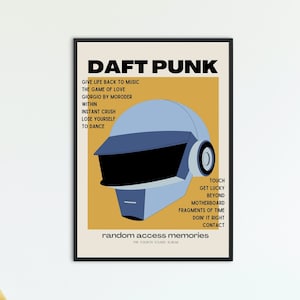 Daft Punk &#39;Random Access Memories&#39; Album Poster, Daft Punk Tour Kunstdruck, Elektronische Musik Liebhaber