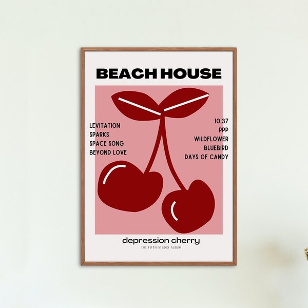 Vintage Beach House Depression Cherry Album Poster, Beach House Band Tour Aesthetic Poster, Indie/Alternative Music Digital Art Print