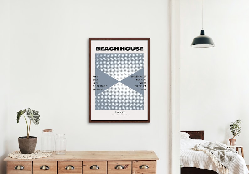 Vintage Beach House Bloom Album Poster, Beach House Band Tour Aesthetic