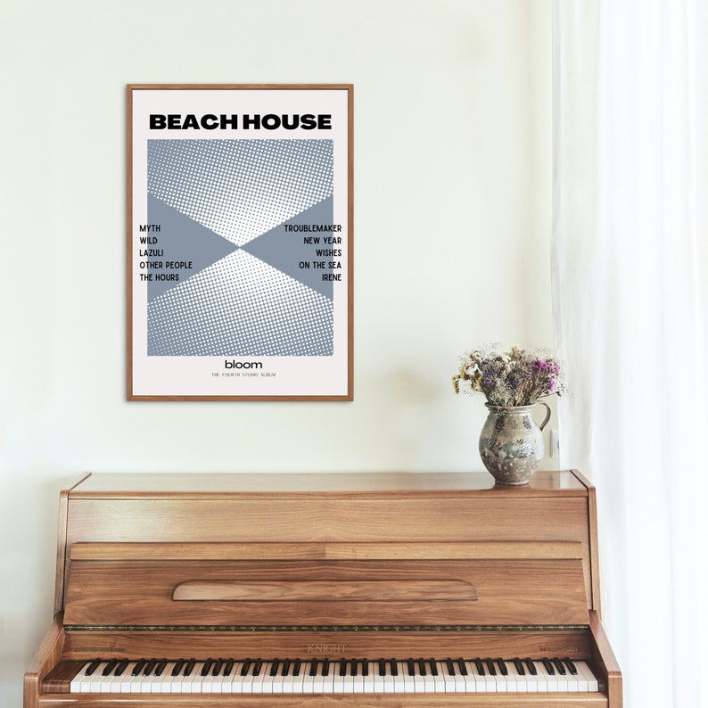 Vintage Beach House Bloom Album Poster, Beach House Band Tour Aesthetic