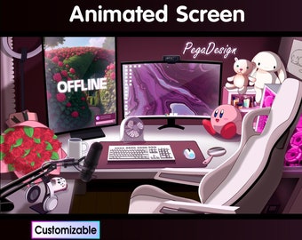 Valentine Pink game room | Twitch animated stream screen| starting screen | Twitch animation cozy overlay | Streaming Twitch | customizable
