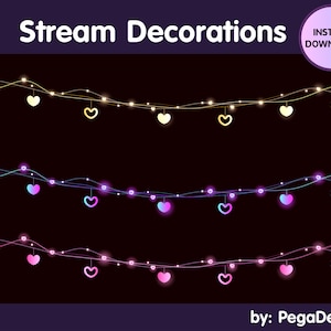 ハートライトチェーン ストリームデコレーション / ストリームオーバーレイ バレンタインライト / Twitchオーバーレイ