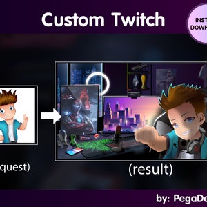 A] CUSTOM ORDER  Twitch Stream Screen | Emotes| Game room  |