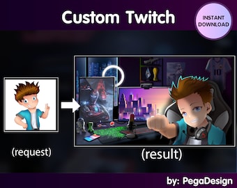 CUSTOM ORDER  Twitch Stream Screen | Emotes| Game room  |