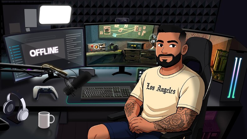 Black white game room | Twitch animated stream screen | | starting screen | Twitch animation cozy overlay | Streaming Twitch | customizable image 8