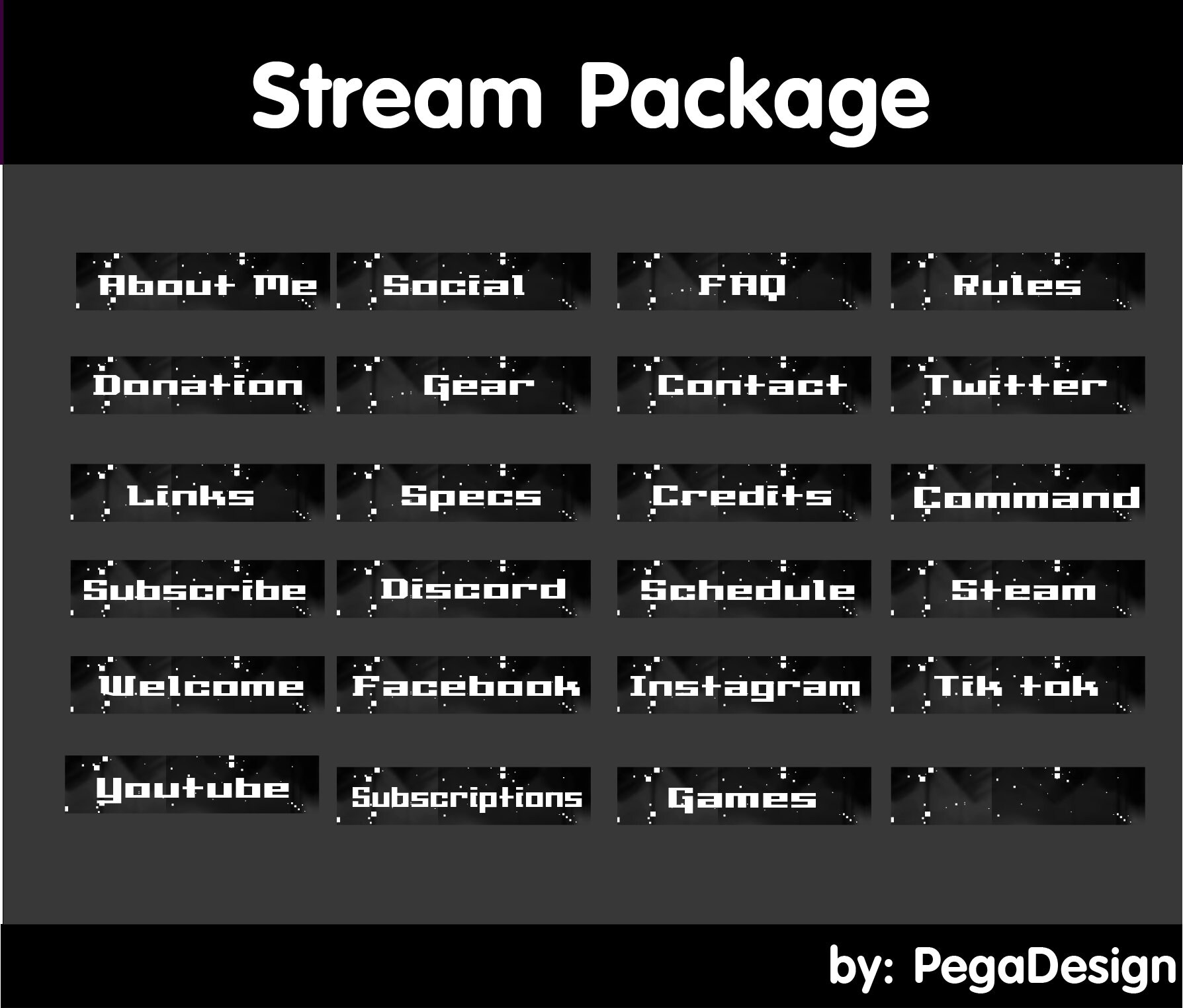 Pixel Stream Package | Twitch Overlay Animated Background Vtuber 8 Bit ...