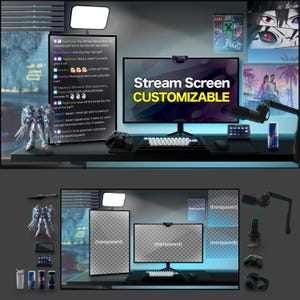 Écran de diffusion personnalisable | Scènes d'écran vert | Salle de jeux animée Twitch | écran de démarrage | superposition douillette pluie | fond vtuber