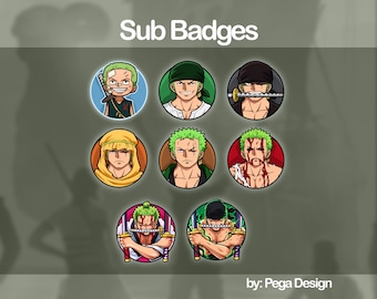 Anime Pirate Streamer Badges | Adventure Hero Icons for Twitch, Discord & Kick | Bit Badges Emote