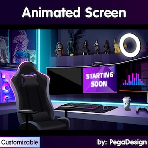 Animated Twitch stream screen  | anime game room | Twitch stream overlay neon | Twitch animated screen | starting soon screen  customizable