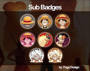 Luffy Twitch Sub/Bit Badges | Anime style | Emote | Stream overlays
