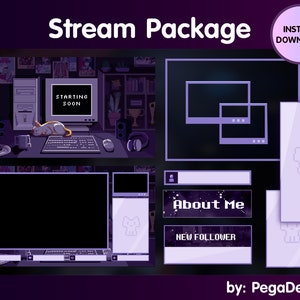 Pixel style Animated stream package | Twitch animations | cat Twitch overlay lofi | starting screen | Streaming Twitch | cute twitch overlay