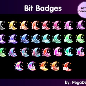 ArtStation - 18 Bits Badges For Twitch, Subscribe Badges, Cheer