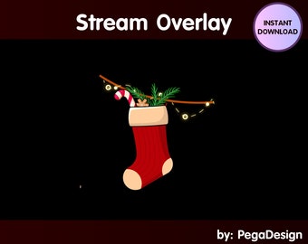 Christmas Sock Animated Stream Decorations, Xmas  Twitch Overlay for Streamer, cozy twitch overlay | animated twitch stream
