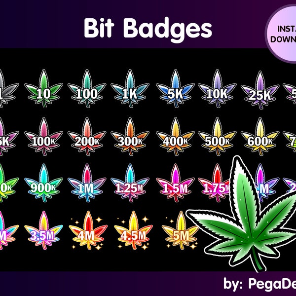 WEED LEAF  Bit badges Designed for Twitch, Discord, Bit, Streamers