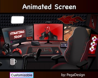Red game room | Twitch animated stream screen |  | starting screen | Twitch animation cozy overlay | Streaming Twitch | customizable