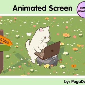 4x Animated stream screen for Twitch | Cute cat | Lofi chill | Twitch | for OBS, Vtuber background