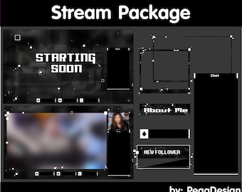 pixel stream package | Twitch overlay animated background Vtuber 8 bit style