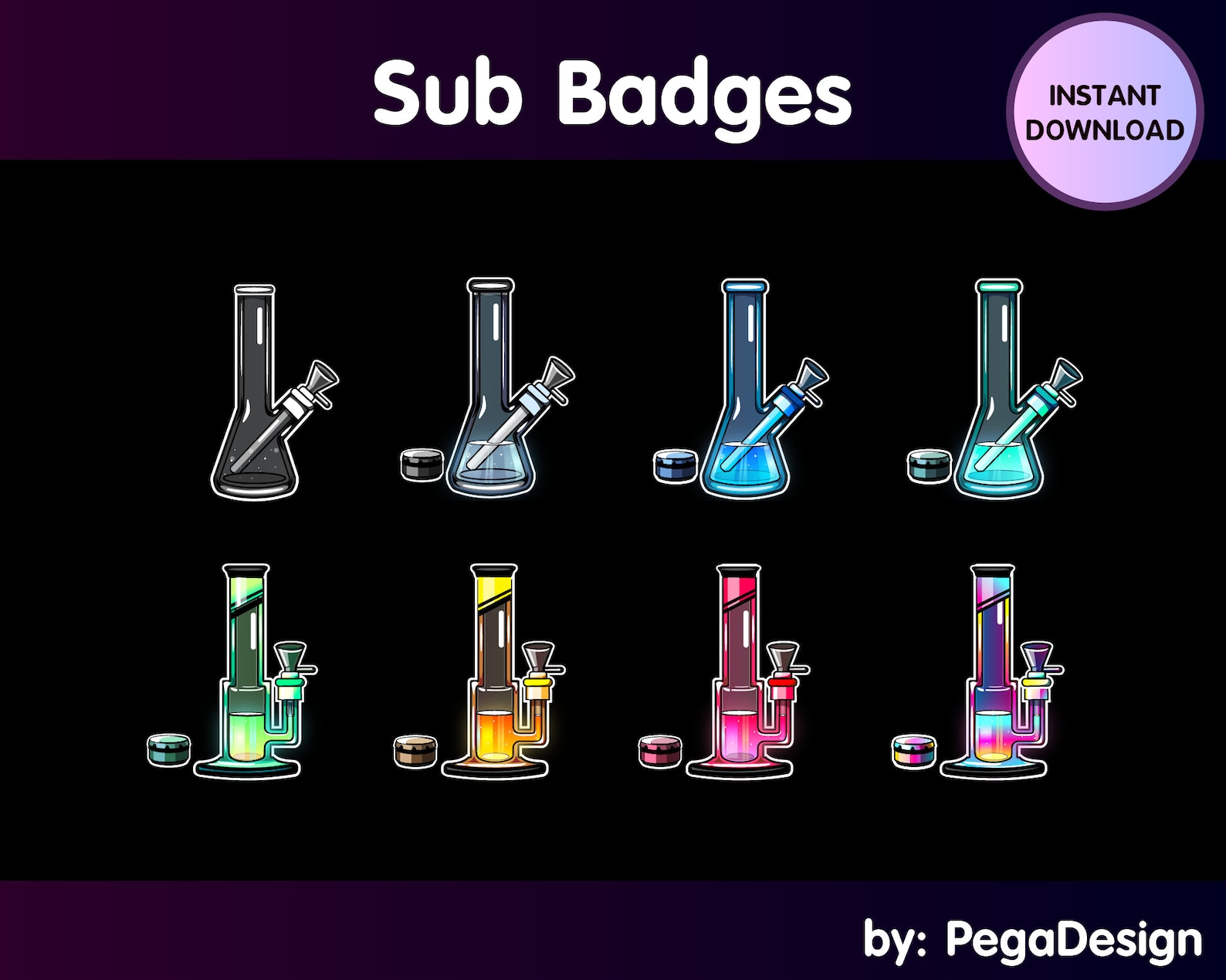 Smoke Bong Sub Badges | Twitch Overlay | Twitch Sub Bit Badges | Twitch ...