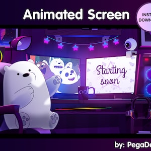 4x Animated Screen | We are bears | Stream overlay | Twitch Stream Screen | White Bear