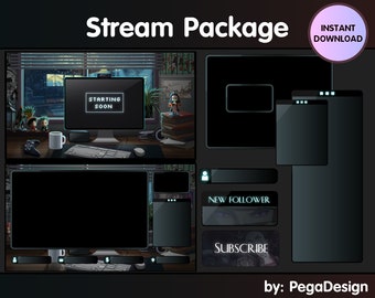 Animated  stream package | Twitch animations | Twitch overlay lofi | starting screen | Streaming Twitch | cozy twitch | customizable anime