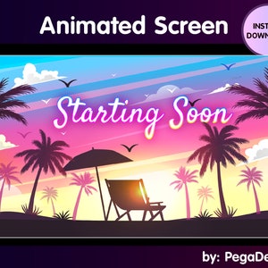 4x Summer animated screen | Vibes beach | Twitch stream screen | Cute screen |OBS, Discord |