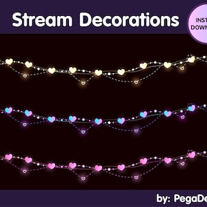 Heart Light Chains Stream Decorations, Stream Overlay | Twitch Overlay for Streamer | Happy Wonen’s day