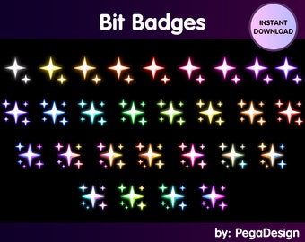 SET COMPLETO di badge Sparkles Bit / Star Sparkles / badge per abbonati Twitch / Vtuber