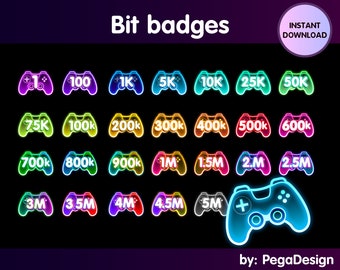 Controller bit badges | Joystick | Twitch bit badges | Sub badges | Twitch streaming overlay | cute twitch bit badges |  cute twitch streams